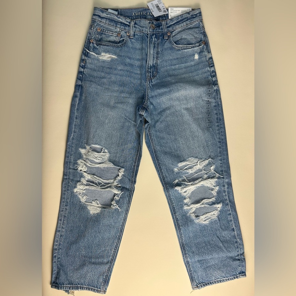 American Eagle Light Blue STRIGID High-Rise Straight Jeans